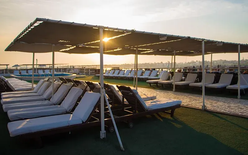 Sun deck of the Princess Sarah II Nile Cruise Nile cruise